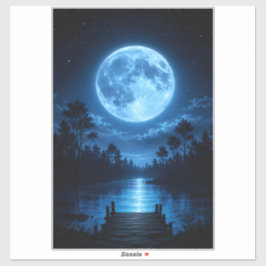 Himmlische mondbeschienene Waldreflexionsästhetik Aufkleber