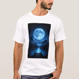 Himmlische mondbeschienene Waldreflexionsästhetik T-Shirt