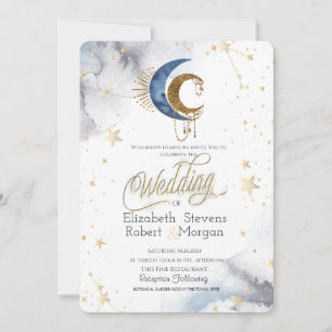 Himmlische Monde, Sterne Chic Hochzeit Einladung