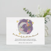 Himmlische Mondstars Blume Geburtserklärung Folieneinladung (Stehend vorne)