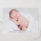 Himmlische Mondstars Blume Geburtserklärung Folieneinladung (Rückseite)