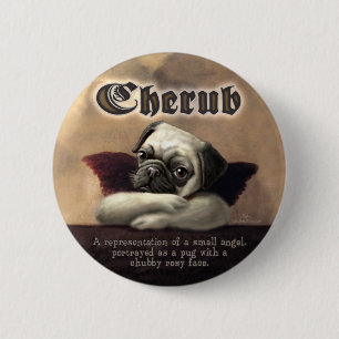 Himmlische Mops-Engel-Geschenk-Einzelteile Button
