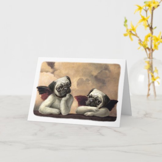 Himmlische Mops-Engel-Geschenk-Einzelteile Karte (Gelbe Blume)