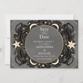 Himmlische mystische Mond Sterne Hochzeit Boho Save The Date (Vorderseite)