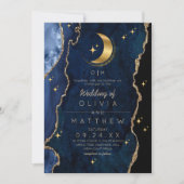 Himmlische Navy-Hochzeit mit QR-Code Einladung (Vorderseite)