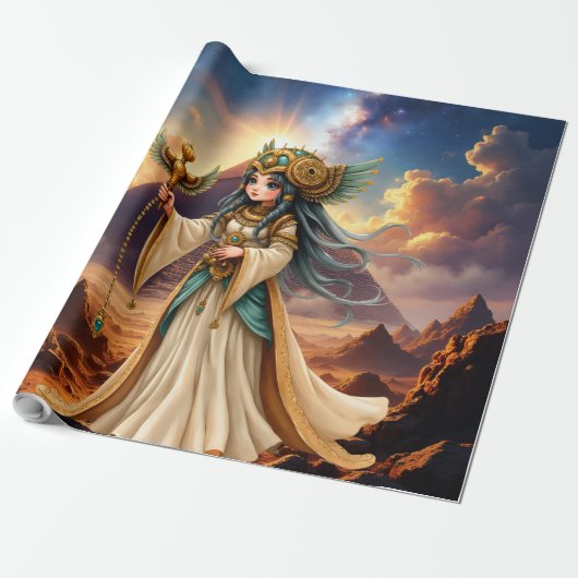 Himmlische Priesterin der goldenen Pyramide. Geschenkpapier (Ungerollt)