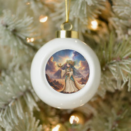 Himmlische Priesterin der goldenen Pyramide. Keramik Kugel-Ornament