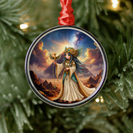 Himmlische Priesterin der goldenen Pyramide. Ornament Aus Metall