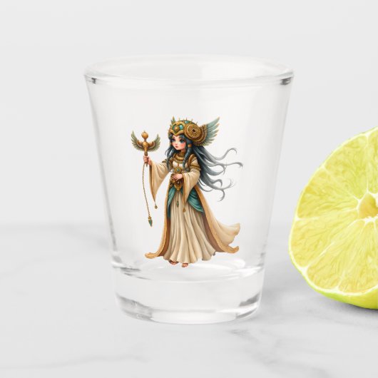 Himmlische Priesterin der goldenen Pyramide. Schnapsglas (Vorderseite)