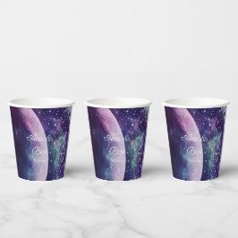 Himmlische Purpur-Galaxie-Mond-Hochzeit  Pappbecher
