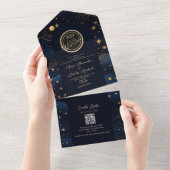 Himmlische QR-Code-Hochzeit All In One Einladung (Abreißen)