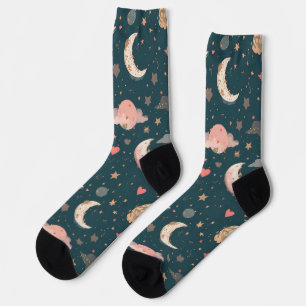 Himmlische Romanze Träumender Mond & Sterne Valent Socken