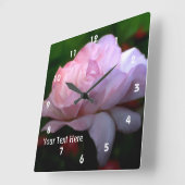 Himmlische rosa Rosen-Blumen-Kunst Quadratische Wanduhr (Winkel)