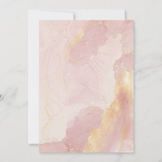 Himmlische Rosa Wasserfarbenhochzeit Einladung (Rückseite)