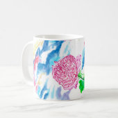 Himmlische Rosen-Entwurfs-Monogramm-Tasse Kaffeetasse (Vorderseite Links)