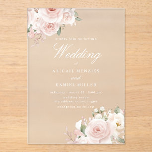 Himmlische Röte Wunderbare Blumige Hochzeit Acryleinladungen