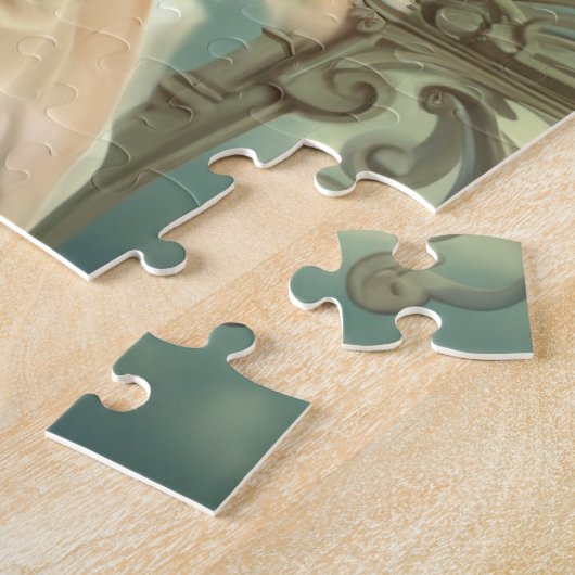 Himmlische Ruhe weiblicher Engel mit Lamm Puzzle (Seite)