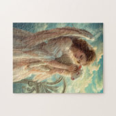 Himmlische Ruhe weiblicher Engel mit Lamm Puzzle (Horizontal)