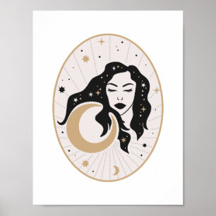Himmlische schlafende Göttin Mond Magie Mystische Poster