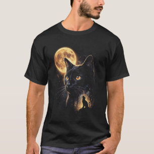 Himmlische schwarze Katze, die den Mond anheult, V T-Shirt