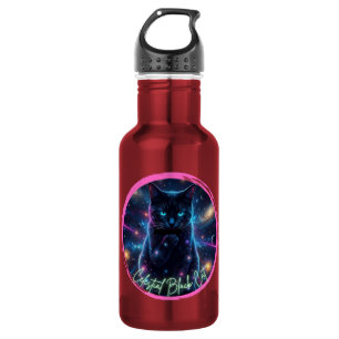 Himmlische schwarze Katze Edelstahlflasche