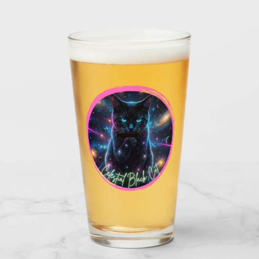 Himmlische schwarze Katze Glas (Vorne (Gefüllt))