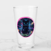 Himmlische schwarze Katze Glas (Vorderseite)