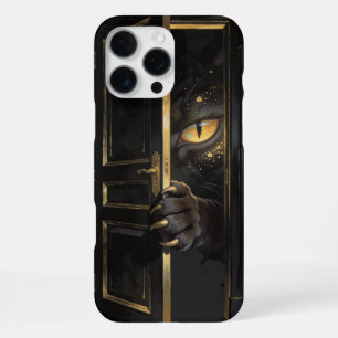 Himmlische schwarze Katze goldene Augen mystisch iPhone 16 Pro Max Hülle