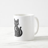 Himmlische schwarze Katze mit Halbmond | Mystisch Kaffeetasse (VorderseiteRechts)