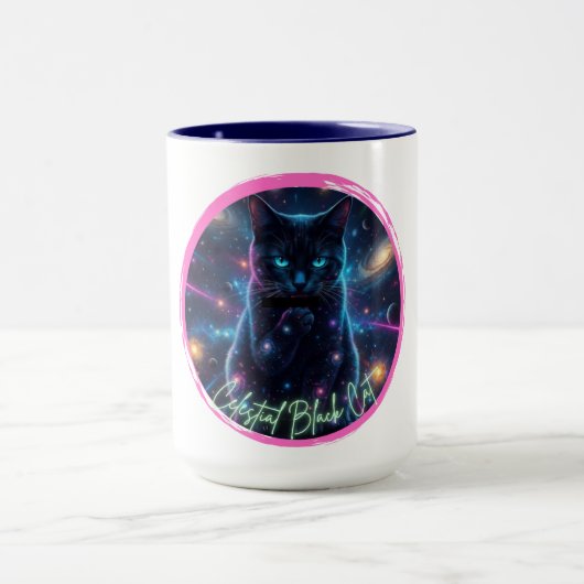 Himmlische schwarze Katze Tasse (Zentrum)