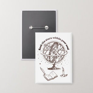 Himmlische Seelenweisheit Vintage-Armillarsphäre Button