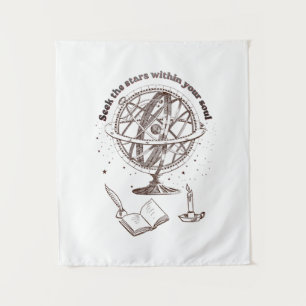 Himmlische Seelenweisheit Vintage-Armillarsphäre Wandteppich