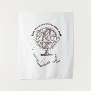 Himmlische Seelenweisheit Vintage-Armillarsphäre Wandteppich