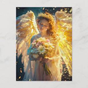 Himmlische Serenity Female Engel mit Bouquet Postkarte