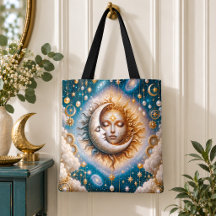 Himmlische Sonne Mond Sterne Türkis Gold Fantasy