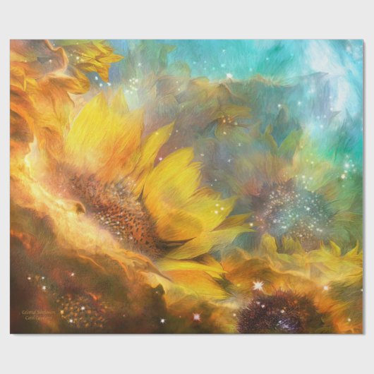 Himmlische Sonnenblume-Kunst-Geschenk-Verpackung Geschenkpapier (Flach)