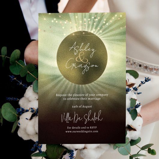 Himmlische Sonnenfinsternis Elegante Hochzeit Einladung