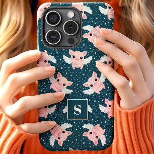 Himmlische Sterne Fliegende Schweine Monogrammiert Case-Mate iPhone Hülle