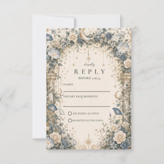 Himmlische Sternengarten-Hochzeit RSVP Karte (Vorderseite)