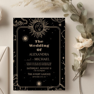 Himmlische Sternschnuppe Mond Hochzeit Einladung