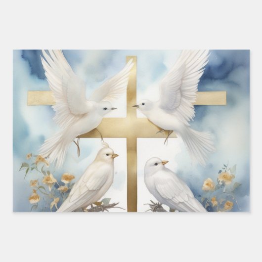 Himmlische Tauben und Kreuzungen Geschenkpapier Set (Vorderseite 3)