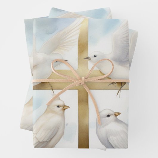Himmlische Tauben und Kreuzungen Geschenkpapier Set (Beispiel)