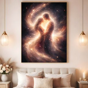 Himmlische Union – Abstrakte Kosmische Paar Kunst Poster