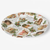 Himmlische Vintage Engel, Holly & Music Collage Pappteller (Schrägansicht)