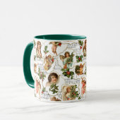 Himmlische Vintage Engel, Holly & Music Collage Tasse (Vorderseite Links)
