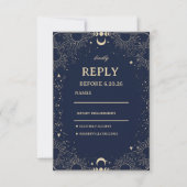 Himmlische Vintage-Kosmik RSVP Karte (Vorderseite)