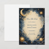 Himmlische Vintage Romantische Kosmische Save The Date (Vorne/Hinten)