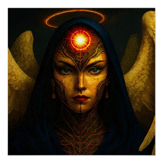 Himmlische Wächter Engel - Glasbaustein Stil Poster (Vorderseite)