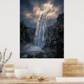 Himmlische Wasserfall-Lichtlandschaft Poster (Küche)