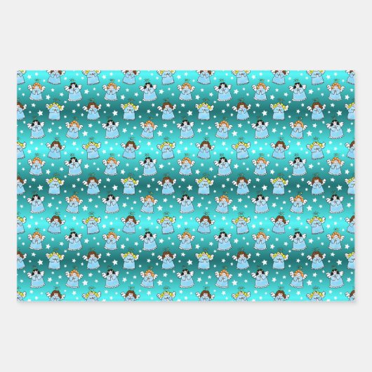 Himmlische WeihnachtsAngels Muster Geschenkpapier Set (Vorderseite 2)